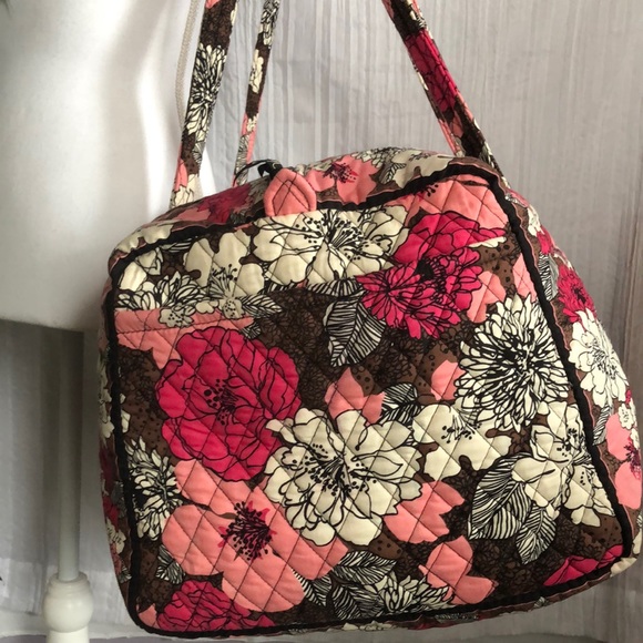 VERA BRADLEY Mocha Rouge XL travel bag carry on weekender with shoulder … - Picture 2 of 14